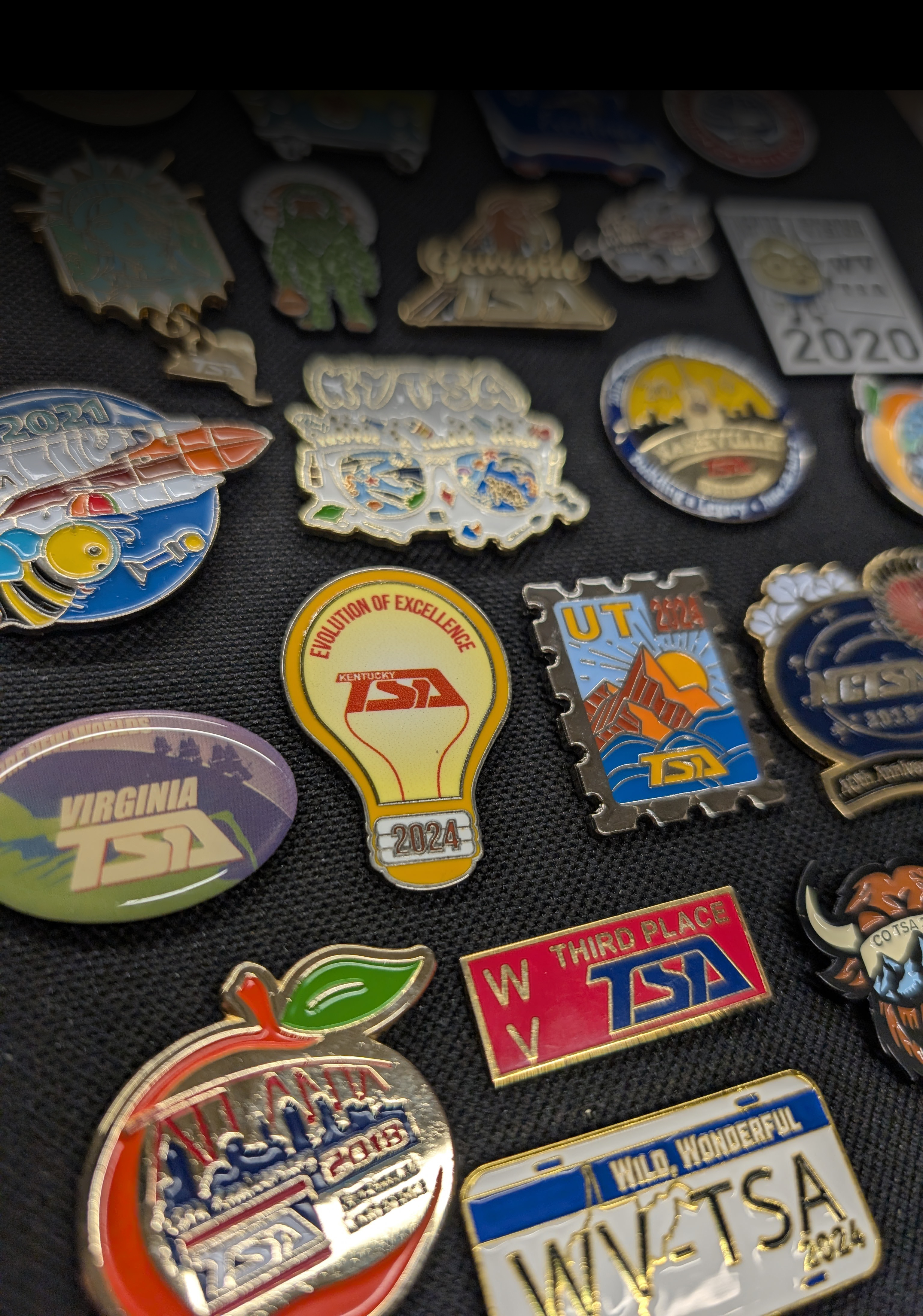 Collection of Technology Student Association pins background